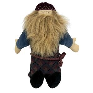 Vintage Nordic Folk Santa Shelf Sitter Plush Bushy Beard Music Box Jingle Bells